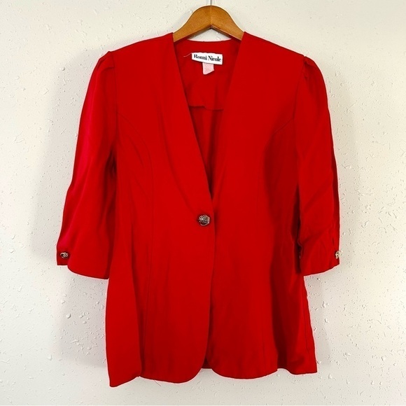Ronni Nicole Red Shoulder Pad Vintage Blazer 90s 80s Retro Size 8 - Picture 1 of 8